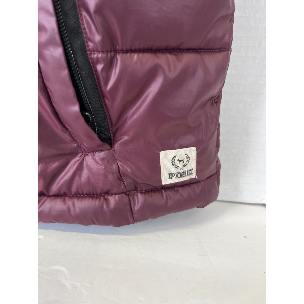 Victoria's Secret PINK Puffer Vest Burgundy Maroon Quilted Zip Up Small‎ - Picture 4 of 4